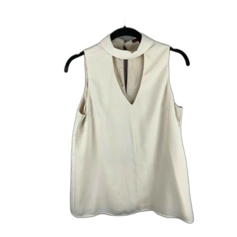 BKE Red Size S Womens Top Cream Color Sleeveless V Neck Tunic Lined